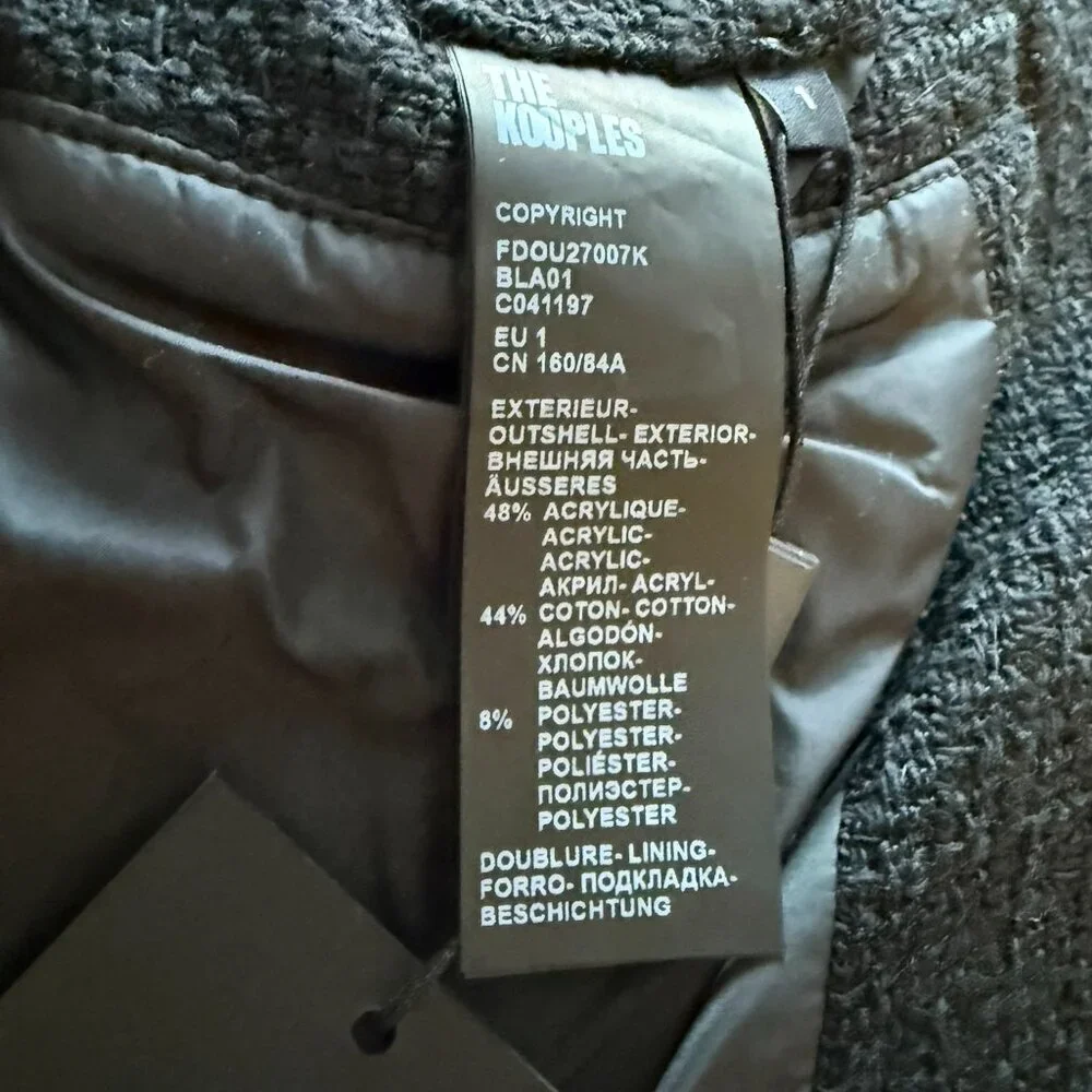 The Kooples Rosella Strand Black Puffer Coat | Tweed Women’s Quilted Jacket S - Picture 9 of 9